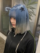 ペールブルーホワイトシルバーグラデーションカラースターカラー