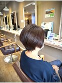 大人ショート細めハイライト白髪ぼかしくすみカラー40代50代