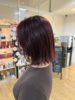 サラ 新宮店(SARA)&nbsp;チェリーレッド/ボルドーカラー/切りっぱなしボブ