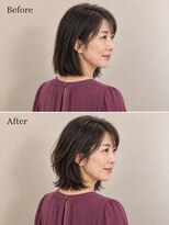 aptas 青山/表参道 白髪染め/白髪ぼかしハイライト/ボリュームアップエクステ&nbsp;40代の大人ミディアム｜表参道・青山