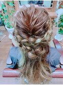 二次会ハーフアップヘアセット★結婚式