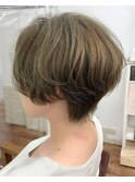 大人かわいい☆ショート×オリーブグレージュ×フリンジウェーブ