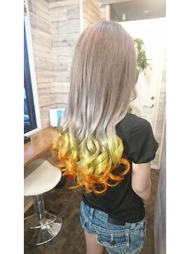 ヘアメイク フォックス 錦店(hair make FOX) ユニコーンカラー/イエロー・オレンジ