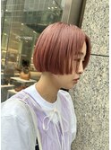 (銀座) 前上がりボブ　ブリーチカラー　ピンクカラー