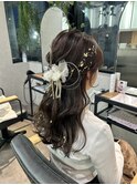 【立川CRES吉岡俊】ハーフアップ　アレンジ　水引きアレンジ