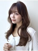 顔まわりカットチョコレートブラウンカットレイヤーカットKA-110