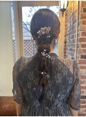 編み下ろしパーティーヘアアレンジ
