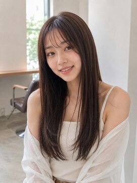 バグズ ヘアデザイン 桔梗が丘店(Baguz HAIR DESIGN) 艶髪ストレート小顔顔周り透明感ダークグレージュシースルー前髪