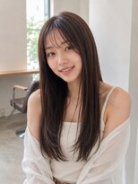 バグズ ヘアデザイン 桔梗が丘店(Baguz HAIR DESIGN) 艶髪ストレート小顔顔周り透明感ダークグレージュシースルー前髪