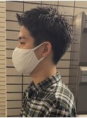 メンズ/アップバング/ツーブロックマッシュ/束感ショート/波巻き