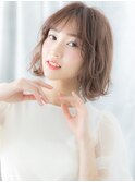 大人かわいい透明感ことりベージュニュアンスボブe古河20代30代
