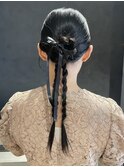 タイトなリボンヘアセット♪