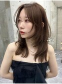 韓国ヘアハッシュカットレイヤーカットミディアムブリーチ無し