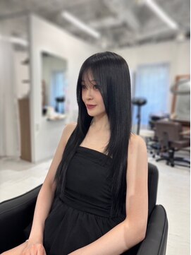 ハピネス 梅田茶屋町店(HAPPINESS) ブルーブラック ダークグレージュ  艶髪 韓国 レイヤーロング