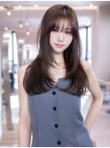 顔周りレイヤー/オリーブベージュ/似合わせカット