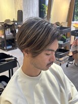 ニコフル(Nico-Hulu) センター分け×ベージュハイライト【人形町/浜町/水天宮】