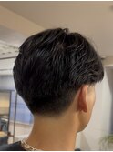テーパーフェード+センターパート