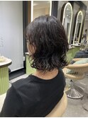 ラテグレージュ顔周りレイヤーボブ韓国巻き結べるレイヤーカット