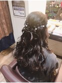 卒業式　袴＆謝恩会ハーフアップ　髪でリボンを作りました☆