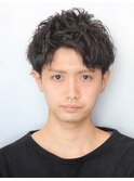 ランダムパーママッシュウルフツーブロックショートアップバング