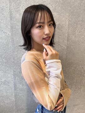 アース 三軒茶屋店(HAIR&MAKE EARTH) 三軒茶屋_レディース_ミディアム_ブラウン_ボブ_外ハネ_コテ巻き