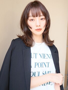 ロエナ(ROENA) 20代30代40代50代斜めバングデジタルパーマグレージュカラー