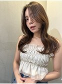 前髪カタログアンブレラカラーこなれミディウェーブパーマ大宮