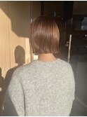 ボブ#切りっぱなしボブ#小顔#ミニボブ#ぱっつんボブ#ベージュ