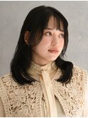 20代30代アッシュカラー韓国風レイヤーミディアム前髪あり小顔