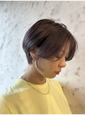 小顔ショート ラベンダーカラー ダブルカラー 大人かわいい