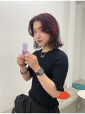 ハンサムショートレイヤーカットセミロングボブヘアくびれヘア