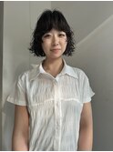顔まわりを切り込んだボブパーマ