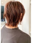 福山市 外ハネショートウルフピンクベージュ人気キャアリー