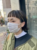 ダニーコウベ(Danny kobe)&nbsp;ワイドバングにハイライトな切りっぱなしボブ