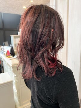 キャアリー(Caary) 福山Caaryイルミナカラー人気ローライトハイライトピンクウルフ