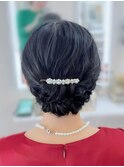 結婚式 列席 二次会 お呼ばれ アップスタイル×パールピン