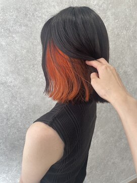 ジャップ(Jap) 切りっぱなしボブ×オレンジのインナーカラー