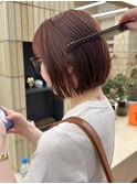 ブリーチなし　オレンジブラウン　秋カラー　ボブ/momoka