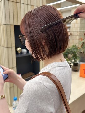 パークレーン アイス イヴェン(park lane ICI yeven) ブリーチなし　オレンジブラウン　秋カラー　ボブ/momoka