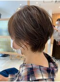 30代40代50代人気☆ベージュカラー×大人ひし形ショート
