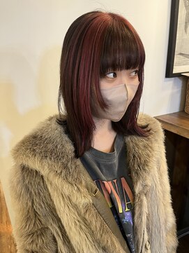 ロティー(loty) 【hono】赤×ブラウンの顔周りデザインカラー☆レイヤーカット