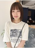"久保田"縮毛矯正ストレート地毛風切りっぱなしぷつっとボブ