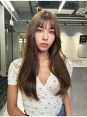 2wayバング　韓国ヘア　ロングレイヤー　小顔　前髪　