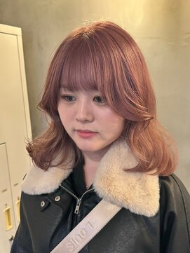 エンター 天神店(ENTER) 暖色カラー/サーモンピンク/ミディアムレイヤー/ENTER 天神店