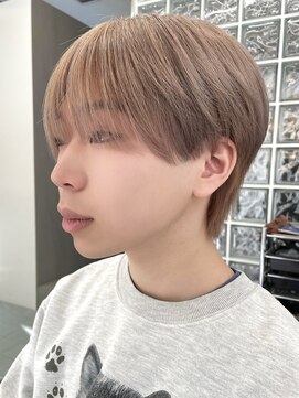 サンクマーケット 渋谷(cinq MARKET) メンズミルクティーベージュコンマヘアアッシュグレージュカラー