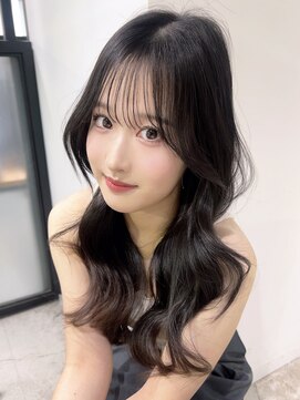 アルバム 池袋(ALBUM) グレージュロング黒髪小顔韓国ヘア顔周りレイヤー_F21140