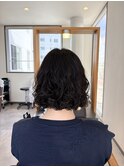 黒髪ボブ×パーマ