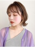 ミディアムレイヤー、外ハネボブ、グレージュ、脱白髪染め☆
