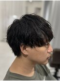 ニュアンスパーマセンターパートシャドーパーマ韓国メンズ