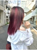 チェリーブラウン小顔ワンカールレイヤーカットインナーカラー